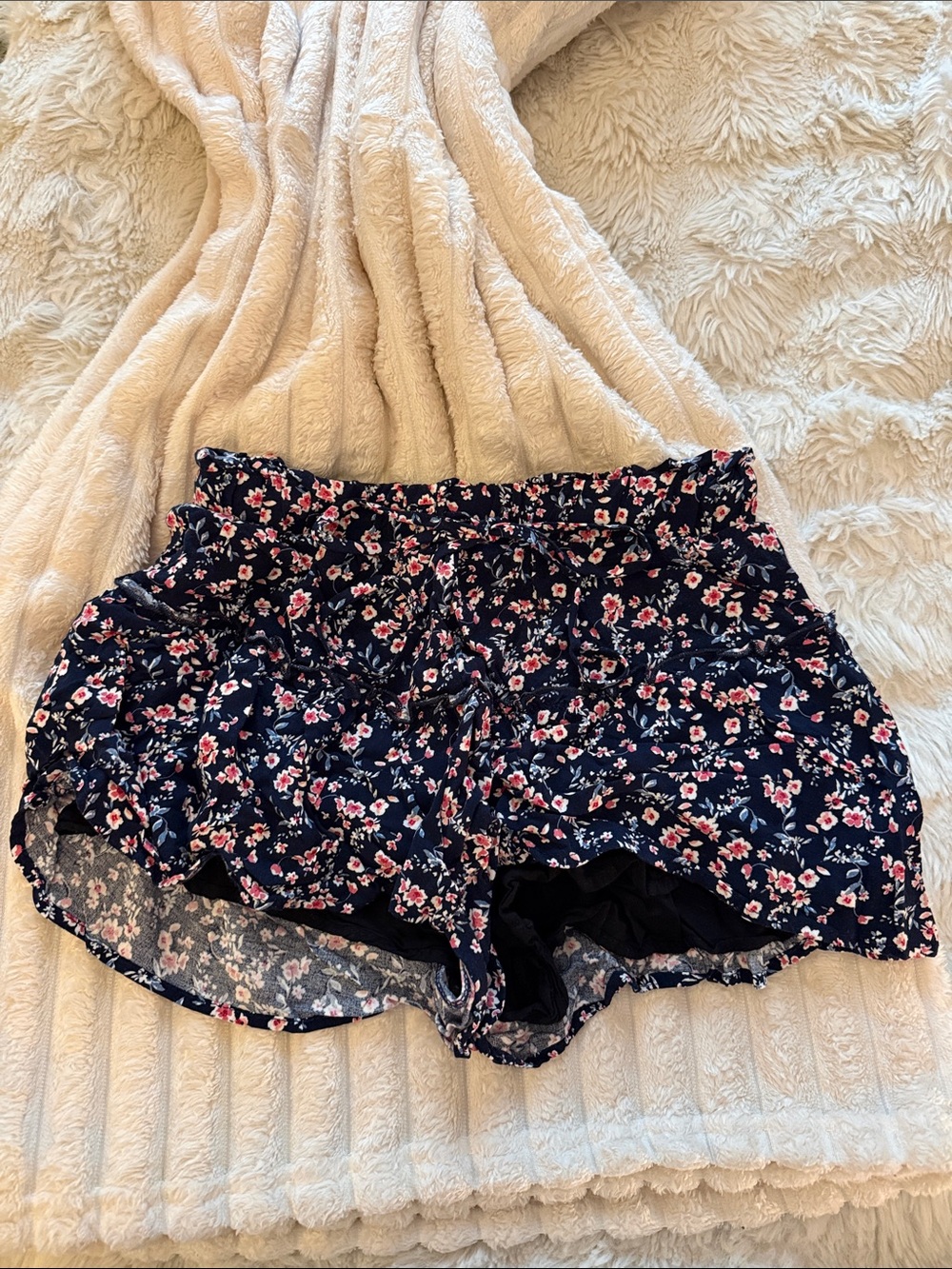 Altar'd State Navy Floral Ruffle Hem Skort Shorts